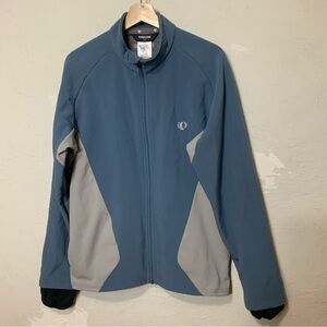 Pearl Izumi Cycling Jacket Mens Sz L Blue Gray Packable Windbreaker